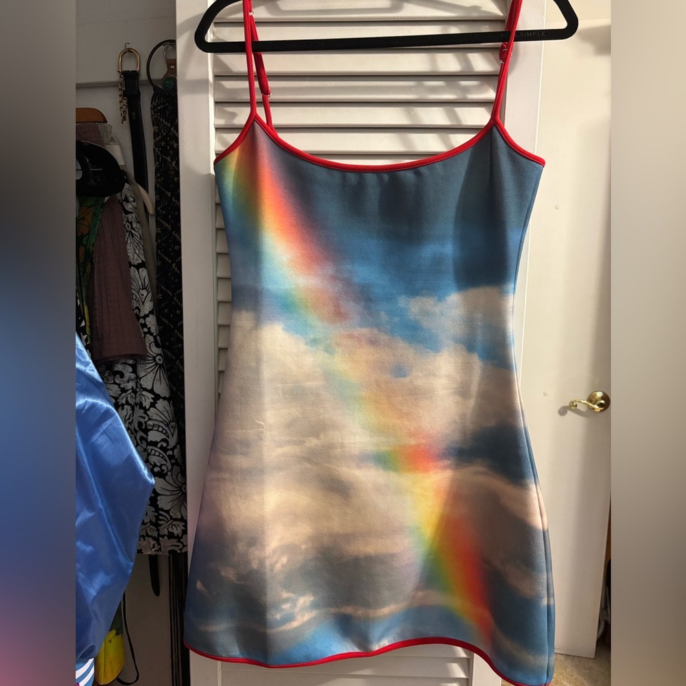 Tyler McGillivary Rainbow Dress with Red Trim